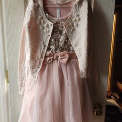 Girls Pink Dress with Sweater M 7/8