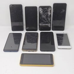 Bulk Android Lot 9x: Samsung Galaxy Motorola T-Mobile BLU SKY - FOR PARTS ONLY