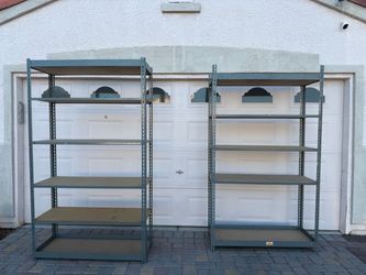 2 Large Metal and Wood Shelves