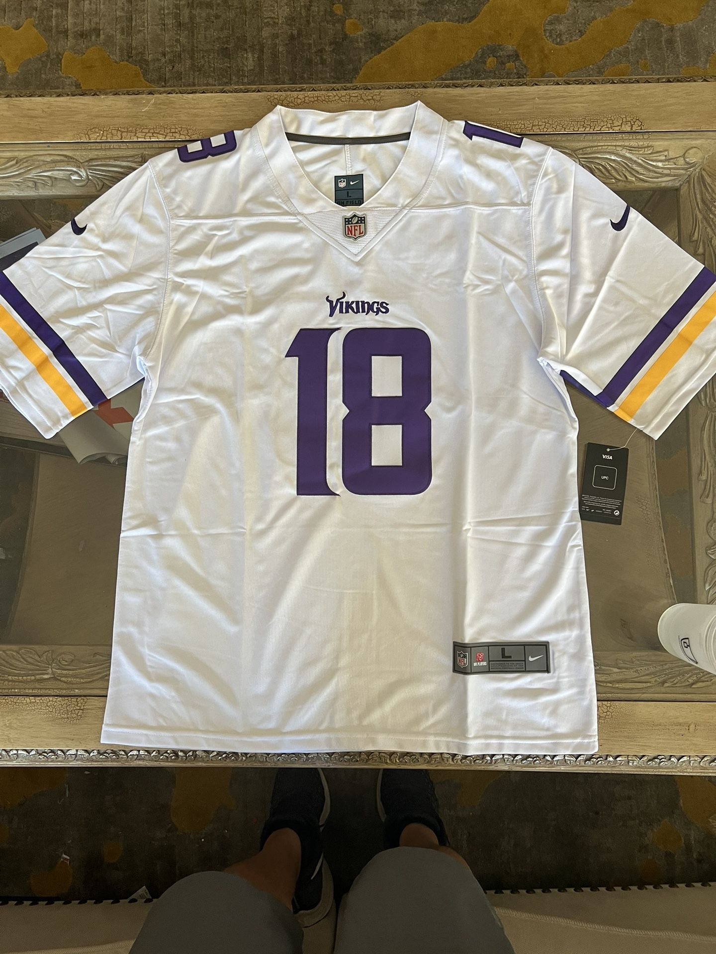 Justin Jefferson Jersey Mens Large White Purple Minnesota Vikings
