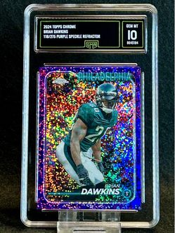 2024 Topps Chrome 🔥 Brian Dawkins 🔥 Purple Speckle Refractor /275 GMA 10 💎 Mint - Philadelphia Eagles
