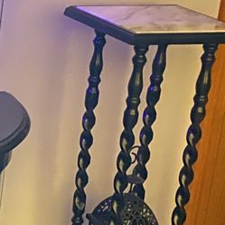 Antique Twist Marble Plant Pedestal Table Stand 