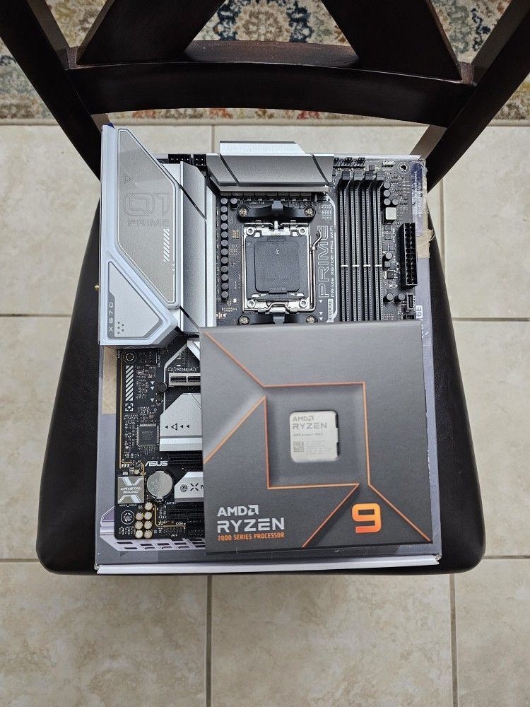 AMD Ryzen 9 7900x am5 gaming desktop cpu processor plus Asus X670e prime white motherboard