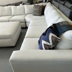Custom White Sectionals With Plush Cushions, No Credit Needed 