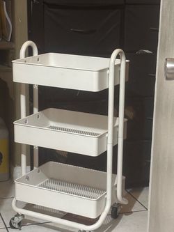 White 3-Tier Metal Rolling Storage Cart