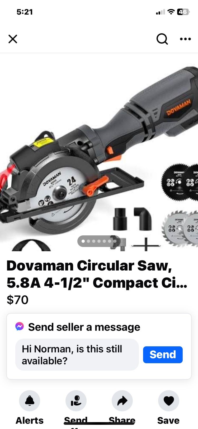 Dovaman Circular Saw, 5.8A 4-1/2" Compact Circular Saw w/, Laser Guide, Metal Auxiliar