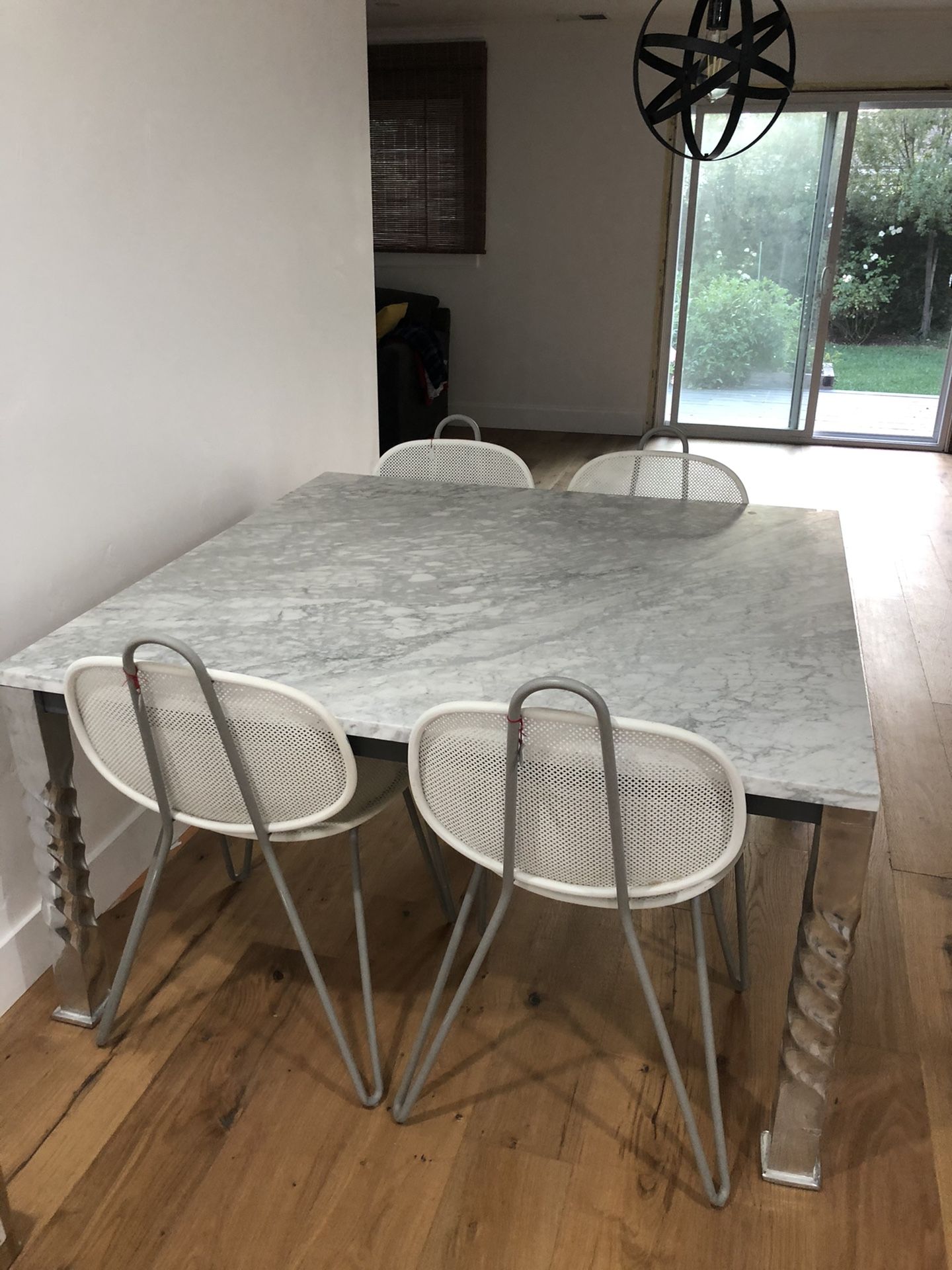 Very good condition Crate and Barrel square dining table with 4 chairs (Paola Navone Mallorca collection)