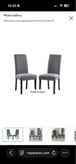 Grey Linen Upholstered Dining Chairs Set of 2