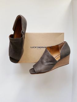 ✨New LUCKY BRAND Tylera Leather Wedge Sandals Periscope Womens Shoes Size 12M