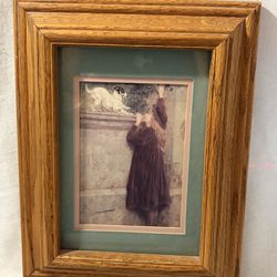 British artist Briton Riviere "Playfellows" Wood Framed Art jack russell Dog &  Girl