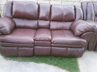 Leather love seat and recliner