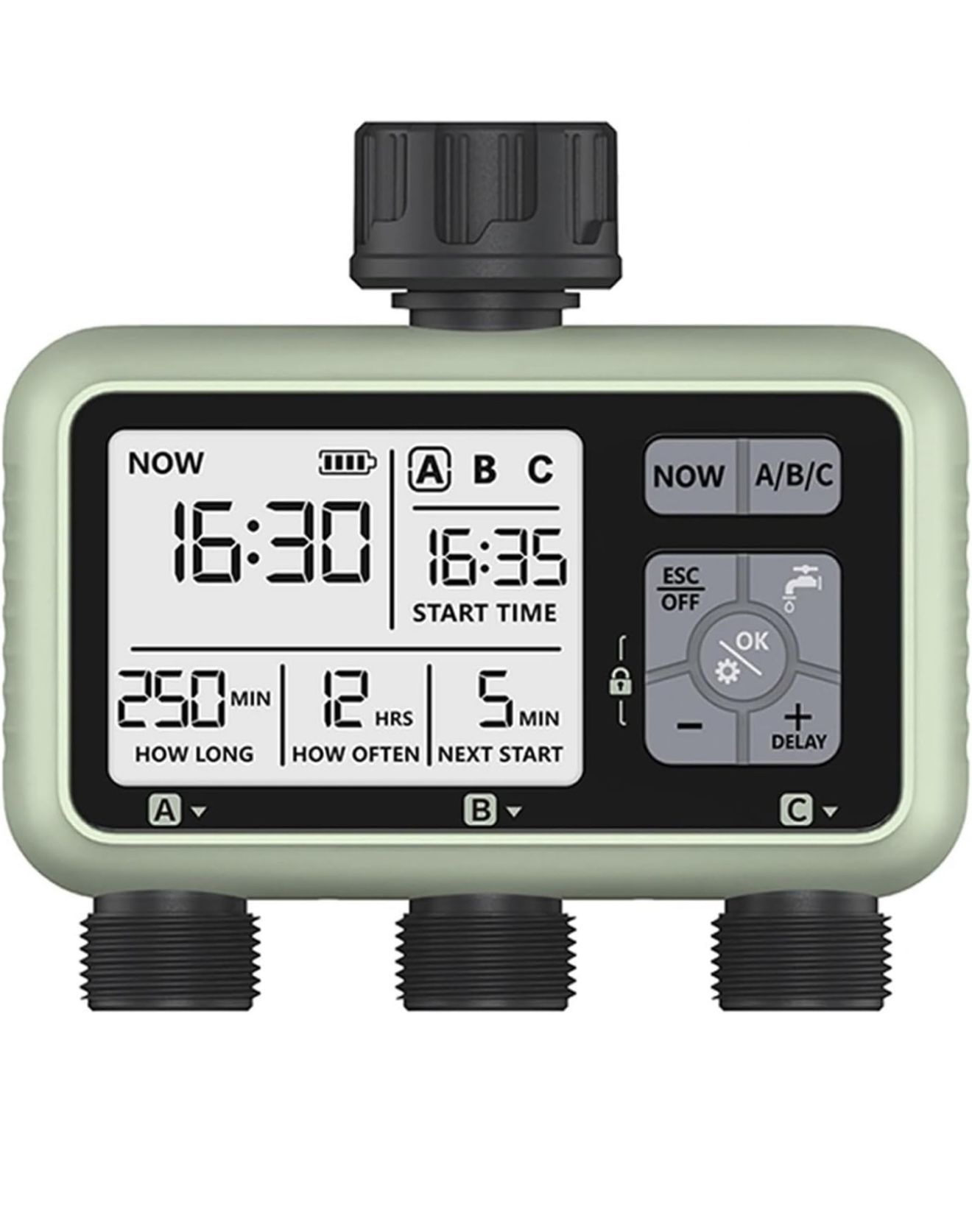 HCT-378 2024 3-Outlet Water Timer Independent Control Program Digital Garden Sprinkler(HCT-378-UN)