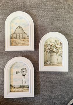 Vintage inspired Farmhouse Countryside Wall Art Set of 3