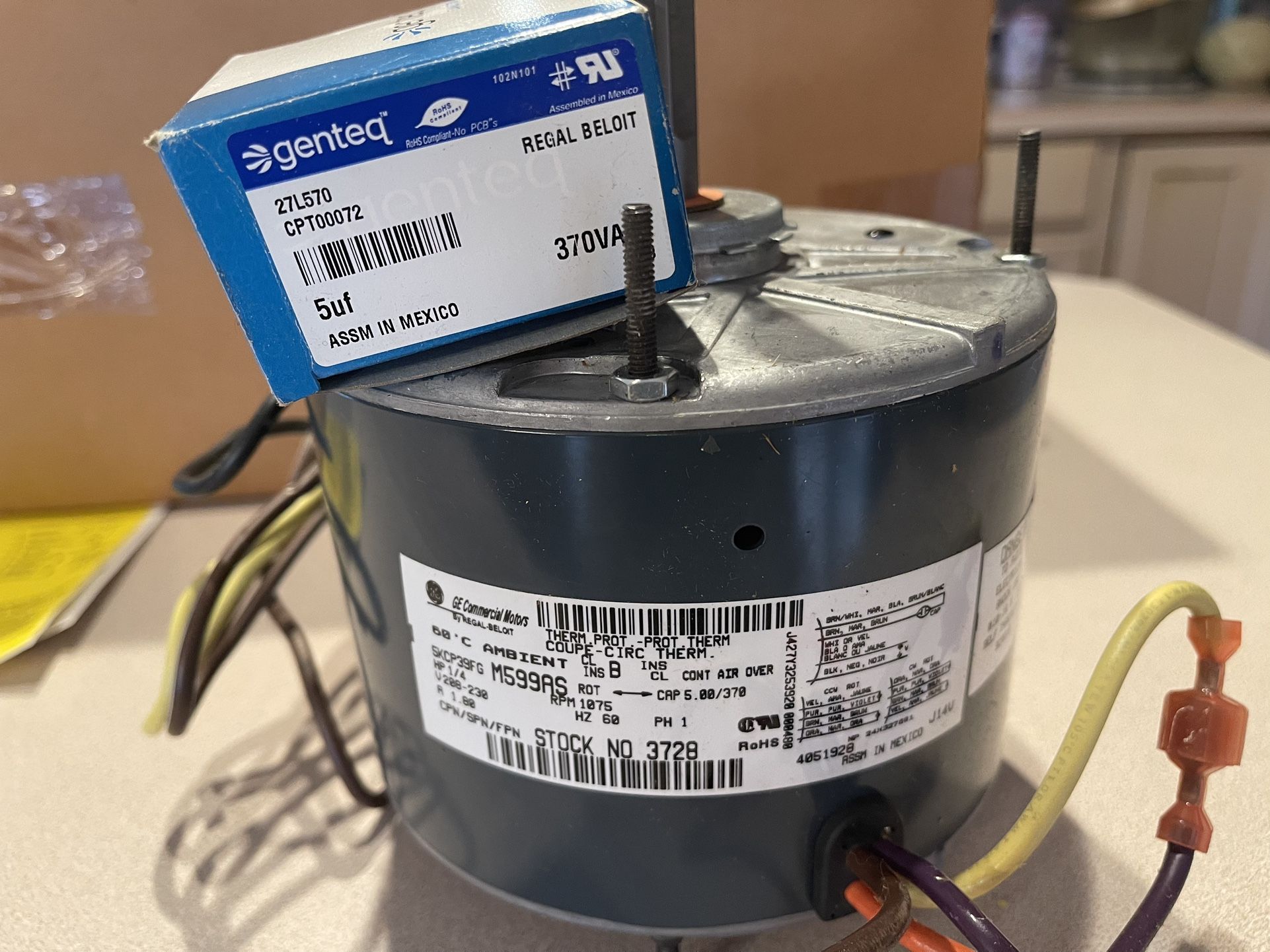 GE Condenser Fan Motor With Capacitor