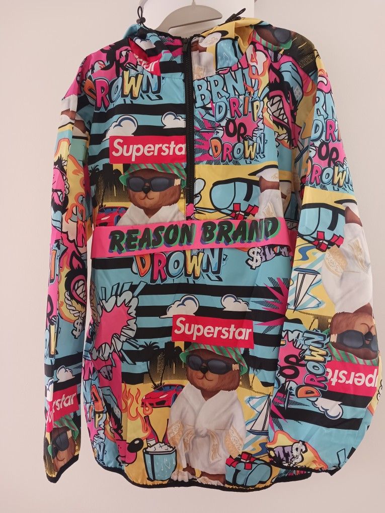 XL Reason Brand Pullover Wind Breaker Jacket 1/4 Zip Superstar