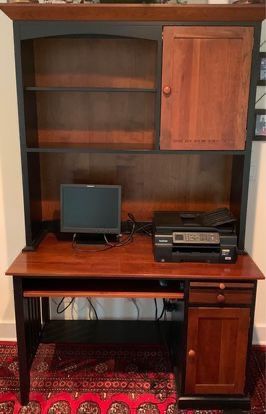 Ethan Allen American Impressions Cherry Desk with Bookcase Hutch Top