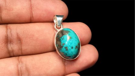 19 Ct Natural Turquoise Pendant 925 Sterling Silver Certified Oval Cabochon