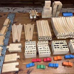 Vintage (1960) Playskool No. 309 Wooden Play Village, Toy Train, Cloth Play mat