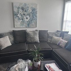 Grey w/ Cream Trim Sectional