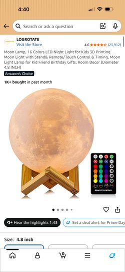 Moon Lamp, 16 Colors LED Night Light for Kids 3D Printing Moon Li