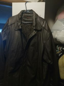 Vintage Dark Brown Leather Zip-Up Jacket