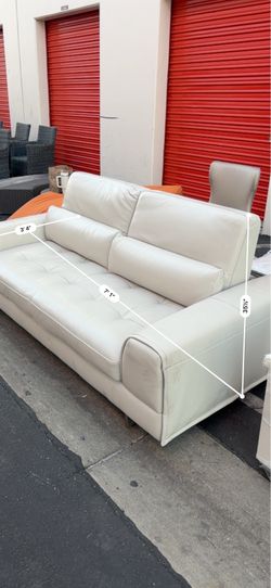 Italy 2000 White Leather Sofa / Couch – 77”