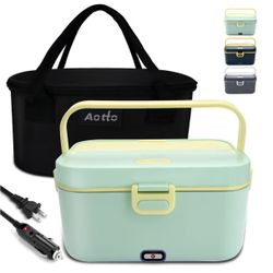 Electric-Lunch-Box-Portable-Food-Warmer: 90W Heated Lunch Box for Adults 2L Stainless Steel Fast Heating Food Heater for Car, Truck, Work, Travel,12/2