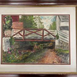 Antique Wooden Bridge Picture 19 3/4 X 23 3/4