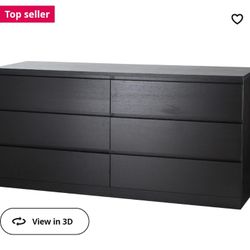 Ikea Malm 6 Drawer Dresser With Glass Top - Brown/Black - Excellent  Condition - $200 for Sale in Fort Lauderdale, FL - OfferUp