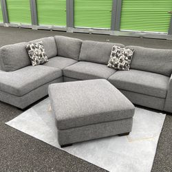 FREE DELIVERY AND INSTALLATION - Maycen Fabric Sectional Gray Color (Pillows and Ottoman Included)