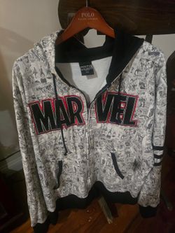 Marvel Comics Superhero Zip-Up Hoodie Jacket 2XL Gray Graphic