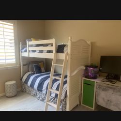 Bunk Beds- White Wood, Sturdy And Solid