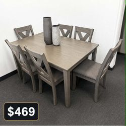 Gray 7 piece dining table set