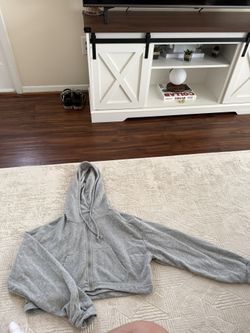 SHEIN Women’s Grey Cropped Zip Up Hoodie Size XL