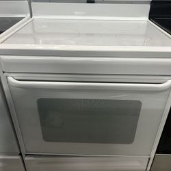 White Self Clean Glass Top Stove