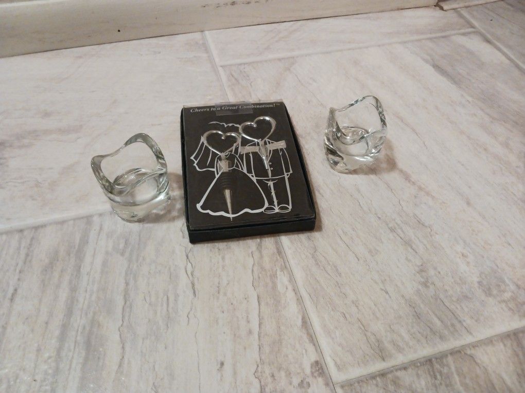 Wedding Engagement Gift WINE BOTTLE OPENERS & CANDLE VOLTIVES SET ALL FOR $5