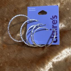 Clear, Sensitive Solution Three Pair Of Silver Hoop Earrings