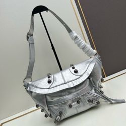 Balenciaga black fine-grain sheepskin medium waist bag