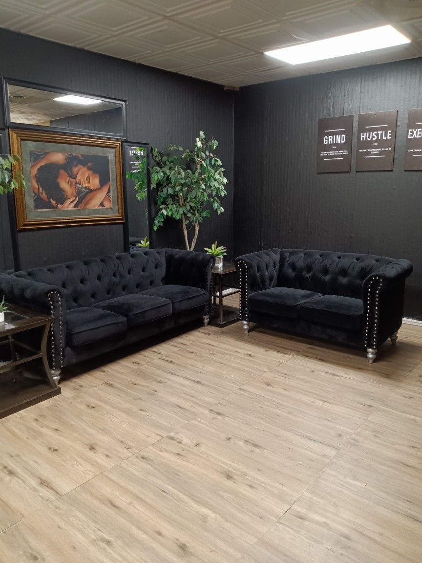 MEGA STEAL!! 2 PIECE TUFTED SOFA SET (BLACK) ONLY $499 DELIVERY AVAILABLE!!!