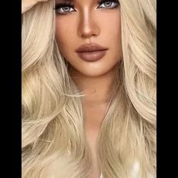 Synthetic Wig Cap Platinum Blonde With Bangs Or Without 26 In Long Beautiful