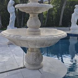 Three-Tier Carved Stone Fountain — Classical Estate Outdoor Water Feature