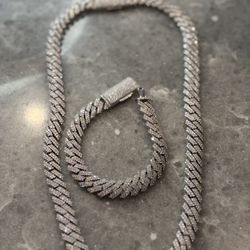 Diamond Chain & Bracelet Cuban Set