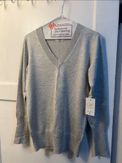 Gray V Neck Sweater - Size S