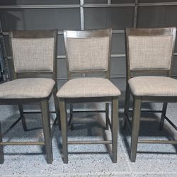 Set Of 3 Upholstered Counter Height Bar Stools