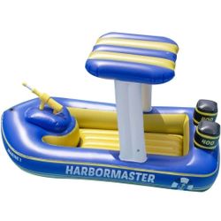 SWIMLINE ORIGINAL Harbor Master Inflatable Patrol Boat Pool Float Ride On With Fun Constant Flow Water Squirter For Kids Cool Retro Style For Beach Oc
