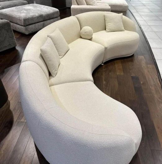 Bonita Ivory Boucle 3 Piece Curved Sectional