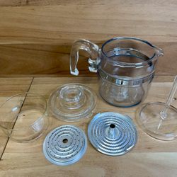Beautiful 1950s Pyrex Stovetop Flameware 4 Cup Glass Percolator  #7754.