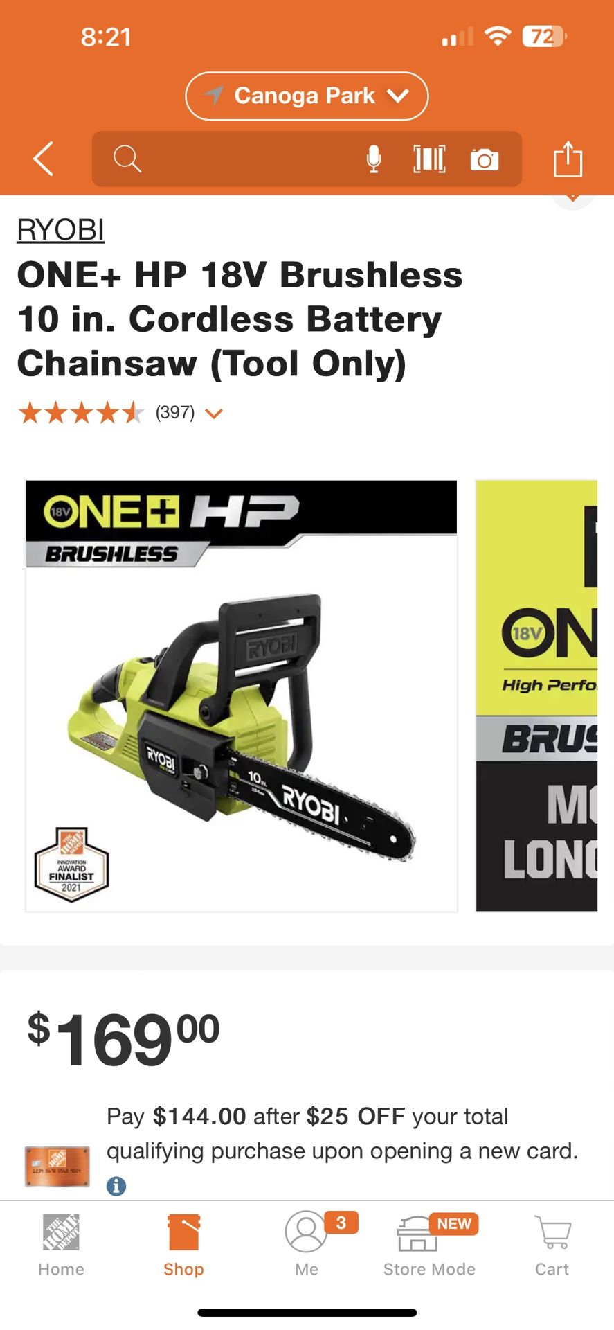 Ryobi Battery Chainsaw 