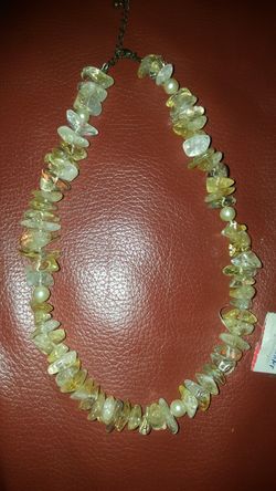 Citrine real Stone genuine necklace choker vintage piece