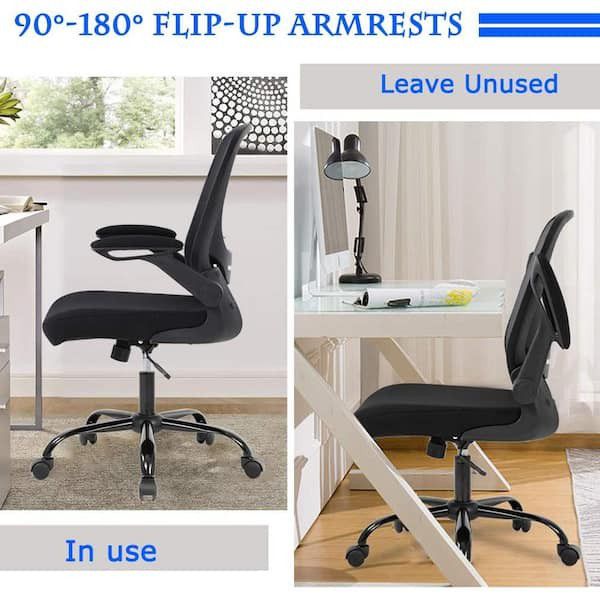 Breathable Mesh Back Black Office Chair with Extra Thickness Gas Lift Fast Up and Down